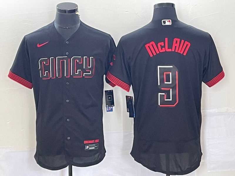 Men%27s Cincinnati Reds #9 Matt McLain Black 2023 City Connect Flex Base Stitched Jersey